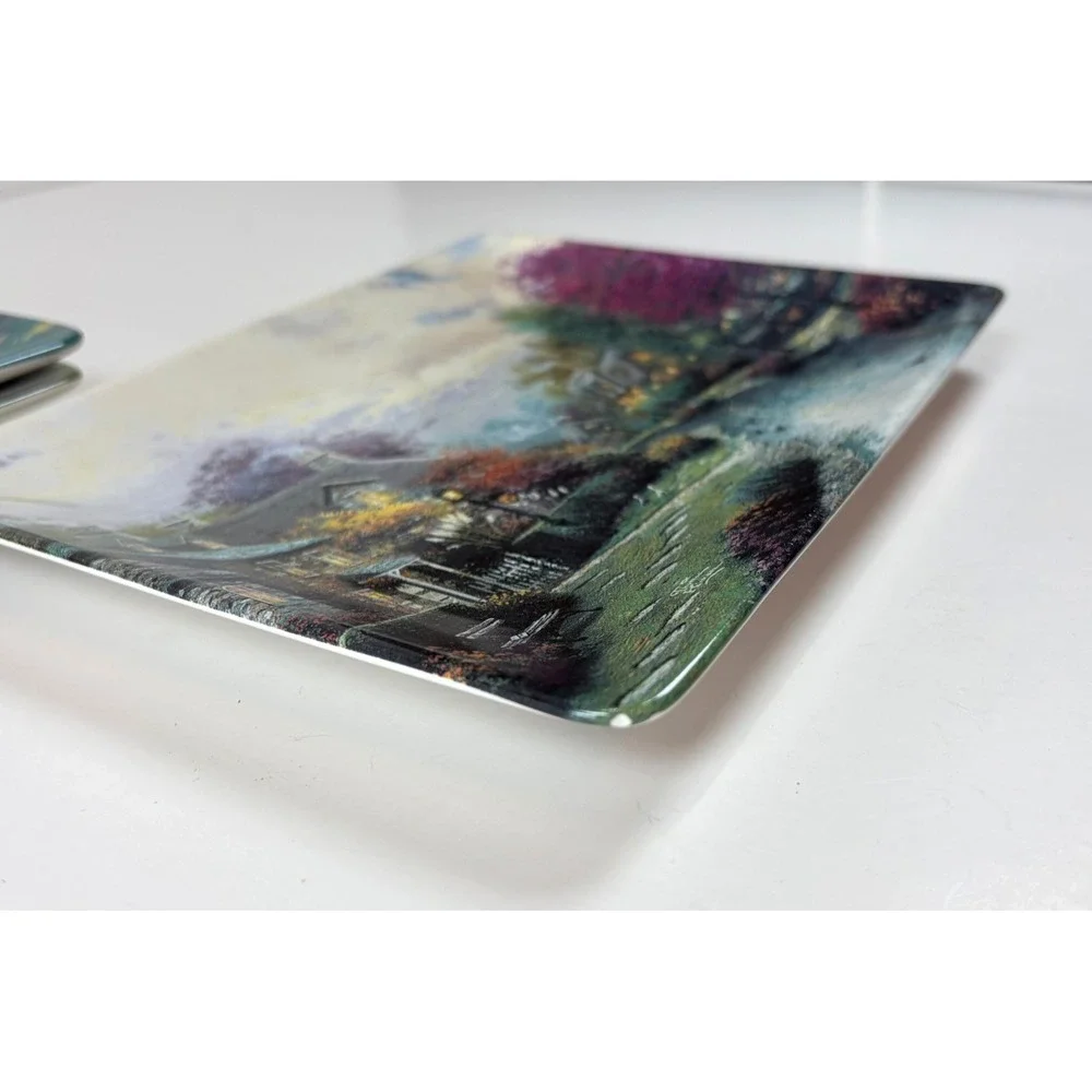 3 Thomas Kinkade Lamplight Brooke-County-Lane Plates Bradford Exchange 1997 READ